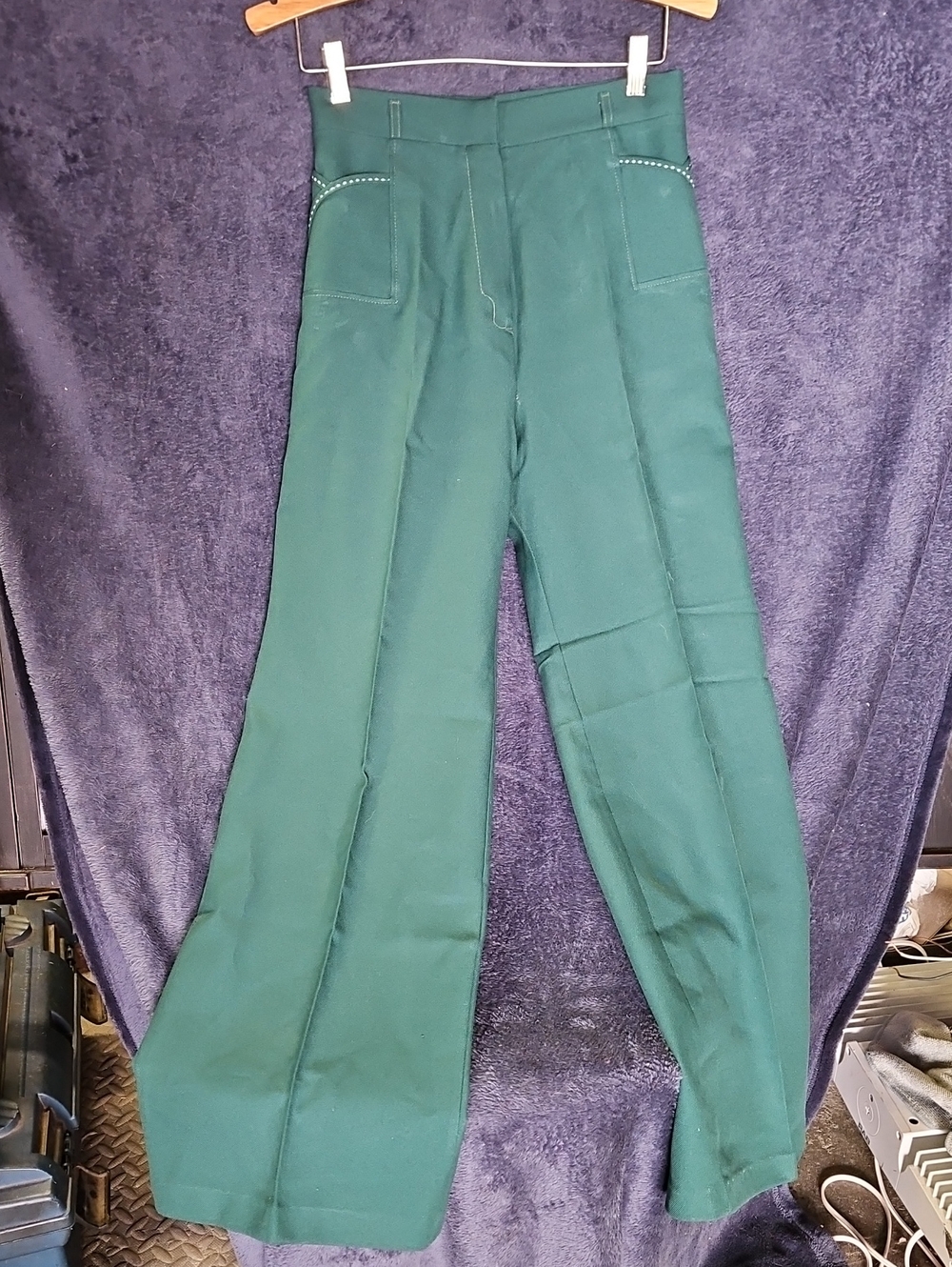 Vintage High-Waist Wide-Leg Pants in Green